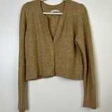 Abercrombie & Fitch Abercrombie Ribbed Knit Button Front Slightly Cropped Long Sleeve Cardigan Photo 0