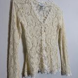 Free People Cream Lace long sleeve Bohemian Chic Shirt Photo 0