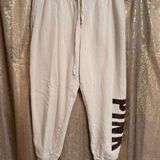 PINK - Victoria's Secret  Relaxed Lounge Sweatpants Ivory Cheetah Print Logo XL Photo 0