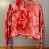 Zoozatz University of Nebraska Hoodie Sweatshirt Tie Dye Red White Womens Medium Photo 0