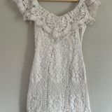 Prómesa Promesa White Lace Ruffle Off the Shoulder Mini Dress Bridal Formal Party Small Photo 0