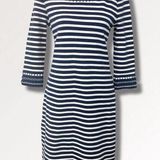 Vineyard Vines Embroidered Boatneck 3/4 Sleeve Dress Sz S Women’s Navy White Photo 0