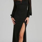 Windsor Front Slit Crepe Formal Dress Photo 0