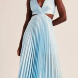 Abercrombie & Fitch Abercrombie Blue Giselle Pleated Cutout Maxi Dress Photo 0