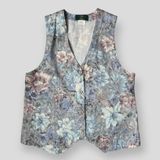 Orvis Vintage Pastel Tapestry Floral Button-Front Vest Photo 0