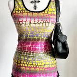 Jonathan Martin Pink Sequin Tank Top, Y2K Party Clubwear Glam 2000s Vintage‎ McBling Small Photo 0