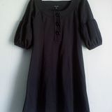 Nine West Black Relaxed Shift Mini Dress Puff Sleeve Small LBD Goth Wednesday Photo 0