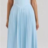 House Of CB  ‘Marcella’ Ocean Blue Pleated Maxi Dress NWOT size M A-C Photo 0