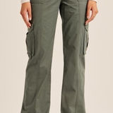 Abercrombie & Fitch Relaxed Cargo Pants Curve Love Green Utility Women's Size 8L Photo 0