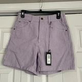 Dickies high rise purple and white striped dad shorts NWT Photo 0