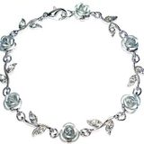 Silver Rose Flower made with Swarovski Crystal Photo 0