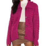For Love & Lemons chunky knit sweater cardigan magenta women's medium NEW Photo 0