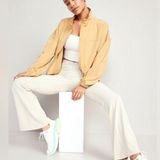 Old Navy Extra High-Waisted PowerSoft Rib-Knit Flare Pants in Wish Bone- S Photo 0