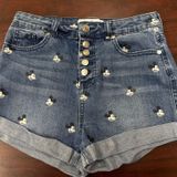 Disney Mickey Mouse Button Fly High Waisted Denim Shorts Size 3 Photo 0