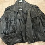 Blue Blush Leather Fringe Jacket Photo 0