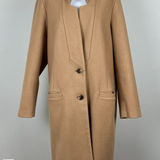 Old Navy Coat Womens XL Tan Soft Brushed Overcoat Classic Trench Winter Neutral Photo 0
