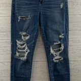 American Eagle Dark Wash Distressed Stretchy Skinny Jeans Size 12 Photo 0