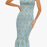 PRETTYGARDEN Floral Blue and Yellow Women's Dress Photo 0
