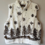 American Vintage Vintage Cobblestone Canyon Jacket Sz XL Cream Brown Vest Snow Trees USA 90s Photo 0