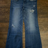 American Eagle AE Hipster Flare Jeans Distressed Blue Stretch Women's Size 12 Photo 0