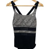 Nike Women's One Piece Swimsuit Large Black White Stripe Front Logo Swimwear Photo 0