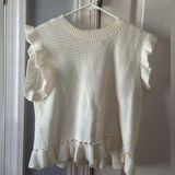 Andree by UNIT Ruffled Cropped Sweater White Size M Photo 0
