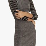 Reiss Marina Metallic Stripe Low Back Dress Medium Photo 0