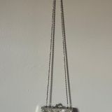 La Regale  vintage silver beaded shell crossbody clutch bag Photo 0