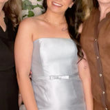 Bridesmaid Dress Bella Dessy Collection by Vivian Diamond Satin Twill Mist Blue Size 6 Photo 0