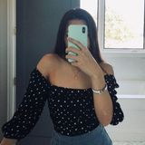 ZARA Black Polka Dot Top  Photo 0