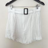 Show Me Your Mumu White Linen Blend Percy Shorts Belted Trouser Size Large Photo 0