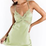 Princess Polly Treasure Mini Dress Sage Photo 0