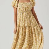 ASTR the Label Bubble Sleeve Floral Tiered Midi Dress Photo 0