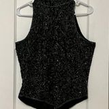 Papell Boutique Papell Botique Evening VTG silk beaded halter top black navy size medium Photo 0
