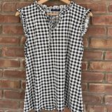 Tommy Hilfiger Women's Blue Gingham Ruffle Sleeve Top Photo 0