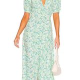 Faithfull the Brand Green Floral Midi Dress Photo 0