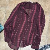 Zoa Chic Floral Sheer Blouse in Burgundy Photo 0