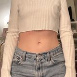 Carolyn Taylor white ribbed crop long sleeve top Photo 0