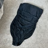 J.Crew  Ruched Black Strapless One Piece Swimsuit Photo 0