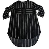 Romeo + Juliet Couture Striped Button Up High Low Hem Tunic Shirt Size L Photo 0