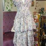 Happy X Nature Tiered Floral Dress Blue Size 12 Photo 0
