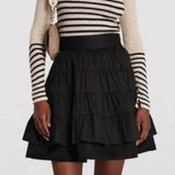 Sandro  Paris Women’s Cotton Tiered Fanfan Black Layered High Waist Mini Skirt S Photo 0