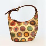 Dooney & Bourke Vintage Medallion Coated Canvas Small Shoulder Bag Heart Charm Photo 0