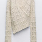 ZARA  Ecru Cropped Asymmetrical Hem Sweater Photo 0