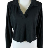 Splits59  Black Collared Pullover Top Medium Modal Long Sleeve Athleisure Lounge Photo 0