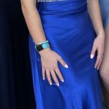 Cache Caché Blue Beaded Prom Dress Open Backed Photo 0
