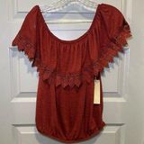 Paper + Tee NWT  Orange Off Shoulder Short Sleeve Blouse size L Photo 0