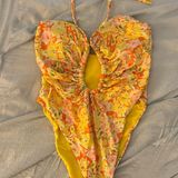 Princess Polly  Yellow Floral One Piece Swimsuit Photo 0