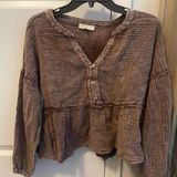 Linen Long Sleeve Top Purple Photo 0