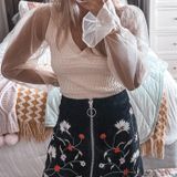 ZARA Black Suede Patterned Zip Up Skirt  Photo 0